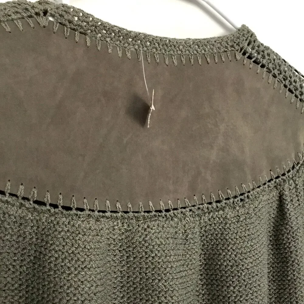 NEW Vintage Ann Wi Suede detailed Pullover Sweater Womens Sz M